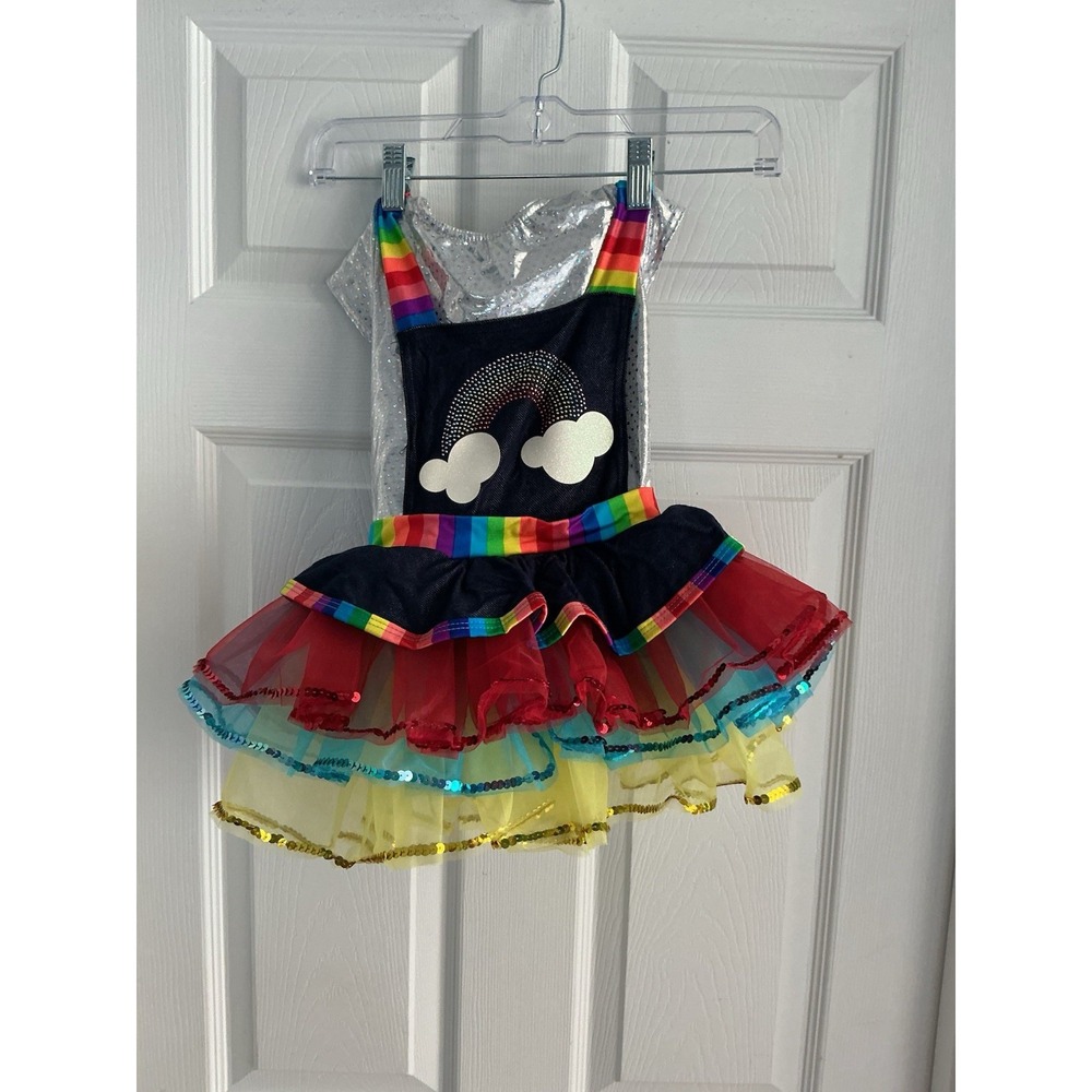 A Wish Come True Rainbow Rocks Girls XSC Dance Costume Sequin Tutu Rainbow